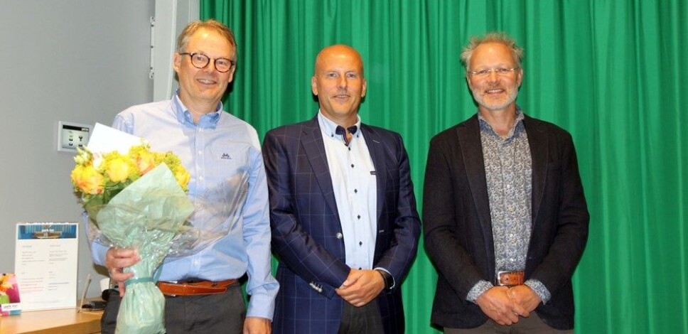 Steinar Holm avtroppende styreleder, Knut Skogstad ny styreleder og Thor Lexow.