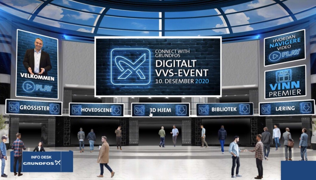 DIGITALDAG: Fra det helt enkle webinaret har Grundfos gått videre til et digitalarrangement med en rekke tilbud. DIGITALDAG: Fra det helt enkle webinaret har Grundfos gått videre til et digitalarrangement med en rekke tilbud.