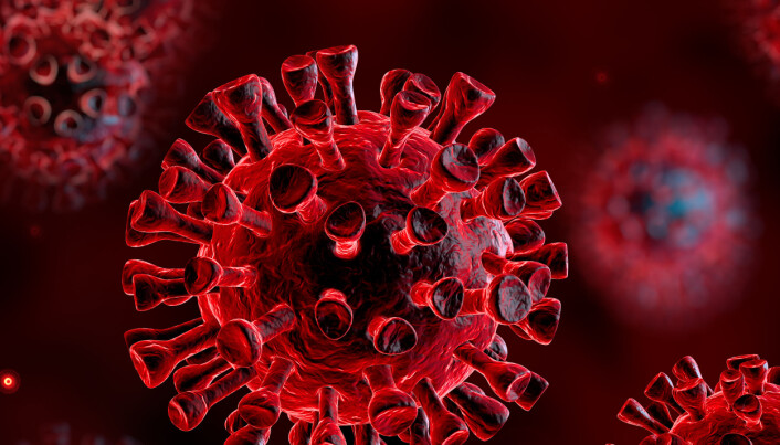 Corona Virus In Red Background - Microbiology And Virology Conce