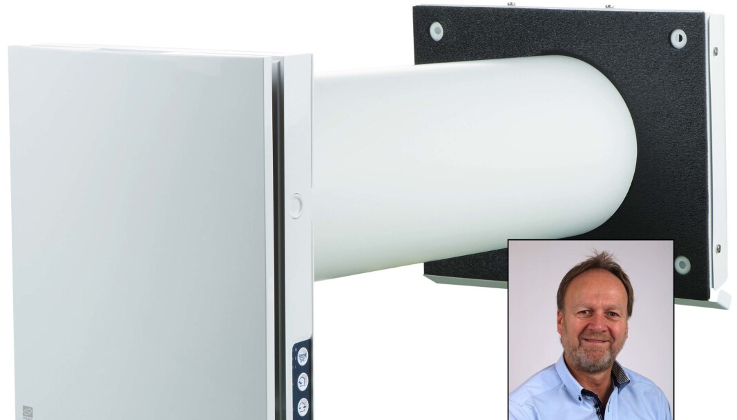 ROMVENTILATOR: Ventilatoren som gir bedre inneklima på ett enkelt rom er blitt et populært produkt, blant annet på hjemmekontoret, forteller Jon Dehli (innfelt). ROMVENTILATOR: Ventilatoren som gir bedre inneklima på ett enkelt rom er blitt et populært produkt, blant annet på hjemmekontoret, forteller Jon Dehli (innfelt).