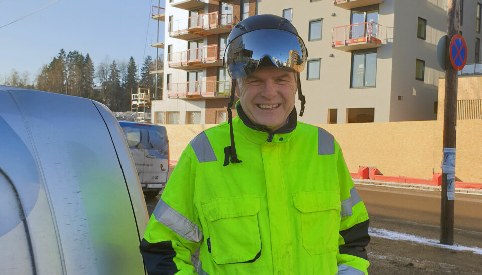 Daglig leder Knut Jensen i Eriksen & Jensen AS på byggeplass på Frysja i Oslo, der bedriften bygger 900 leiligheter sammen med Veidekke.