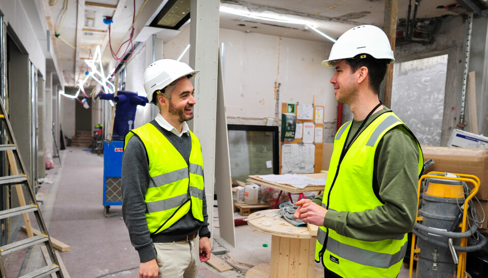 VIKTIG ROLLE: Prosjektsjef hos DNB Næringseiendom, Eivind Sæten Bengtson og Tommy Hagenes i Energy Control er overbevist om at eiendomsteknologi vil spille en sentral rolle i fremtidige rehabiliteringsprosjekter.