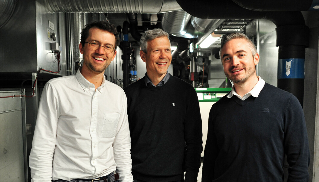 F.v. Martin McGloin (produktsjef i Airthings), Pål Berntsen, SVP Airthings og Tommy Hagenes i Energy Control.