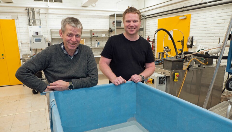 TETT: Er membranen tett? Det finner Lars-Erik Fiskum (til venstre) og Geir Asle Håpnes ut. (Bildet er retusjert for å unngå å vise logoene på produktene)