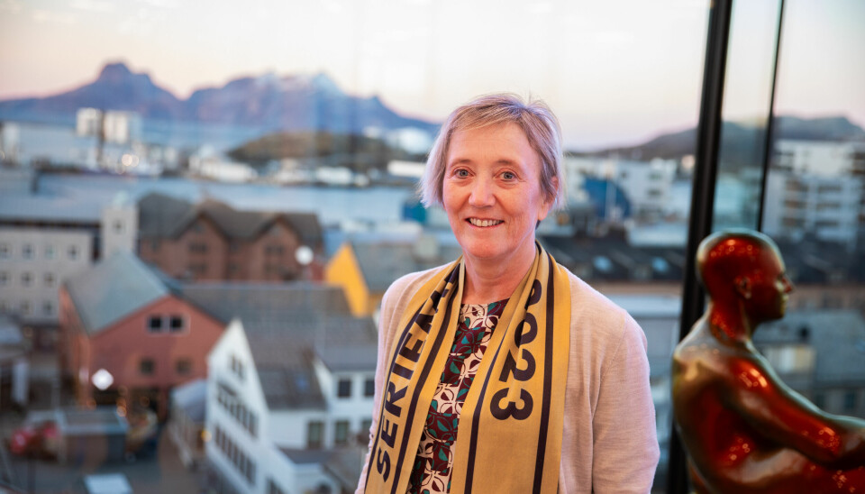 Irene Mathilde Skiri feiret seriegullet til Bodø/Glimt når NemiTek er på besøk i Bodø.