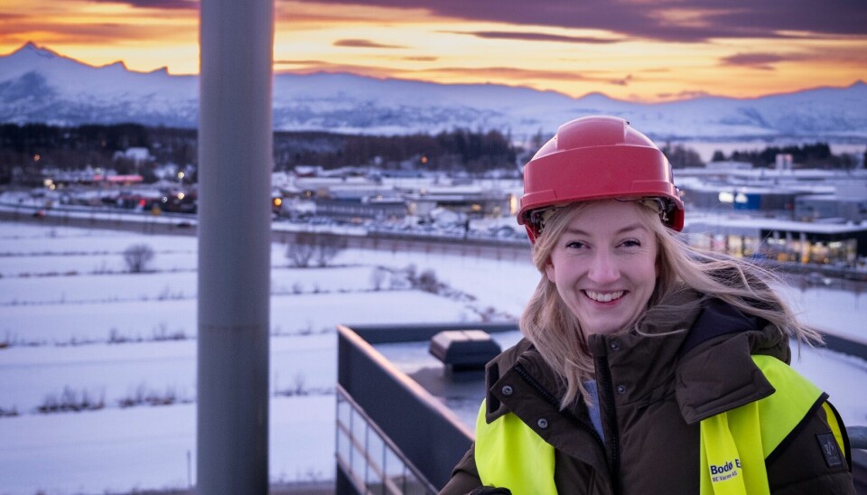 GOD OVERSIKT: Fra toppen av fjernvarmeanlegget Keiseren kan direktør Evjen se utover store deler av Bodø. Herfra går ca 60 GWh årlig til oppvarming av Bodø-samfunnet.