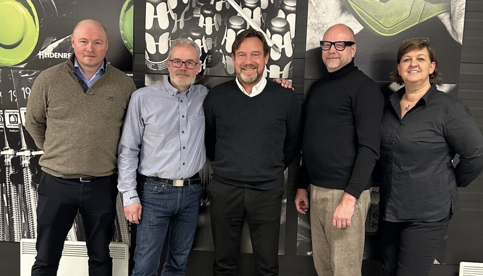 Kategoriansvarlig VVS Kim Marius Olsen (Heidenreich), Adm. Direktør Bjørn Moen (Heidenreich) , Markedssjef Tor Strand Jacobsen ( NOBB), Markeds- og bærekraftsdirektør Kjetil Grønbakken ( Heidenreich) og Kategoriansvarlig VA Eva Chr. Moen ( Heidenreich)