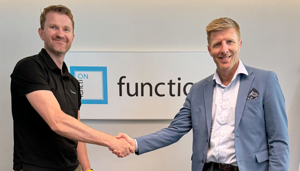 F.v. Bjørn Erik Grimstad, Adm. Dir. i function Products AS, og Kjetil Kaldestad, Adm. Dir. i Micro Matic Norge AS.