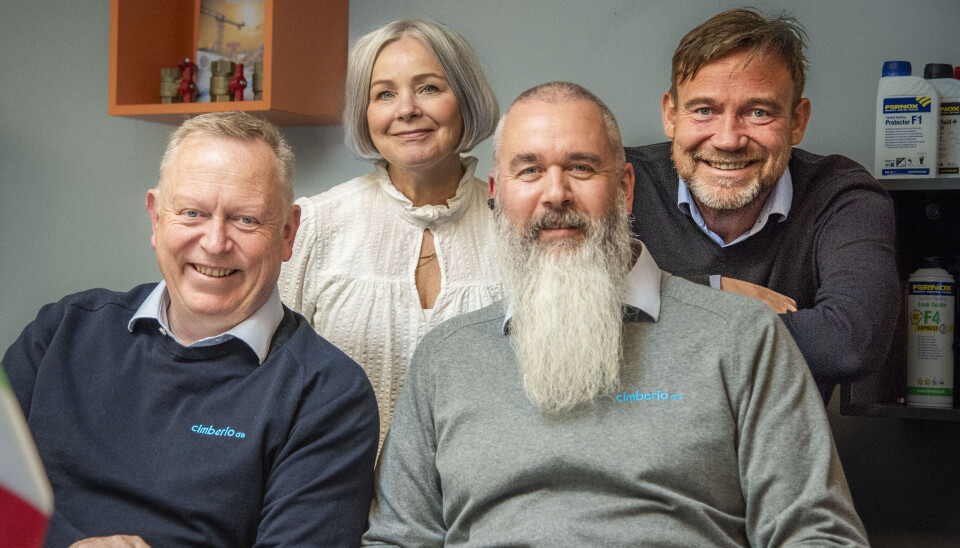Daglig leder Per Erik Raasok (Cimberio), Kristin Lindqvist (Byggtjeneste), Roger Torgersen (Cimberio) og markedssjef i NOBB, Tor Strand Jacobsen.