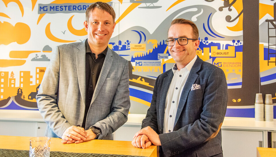 Einar Mørland, innkjøpsdirektør i Mestergruppen (f.v.), ser bare fordeler med at bransjene samles under ett tak. Her med COO Martin Bondkall i Byggtjeneste.