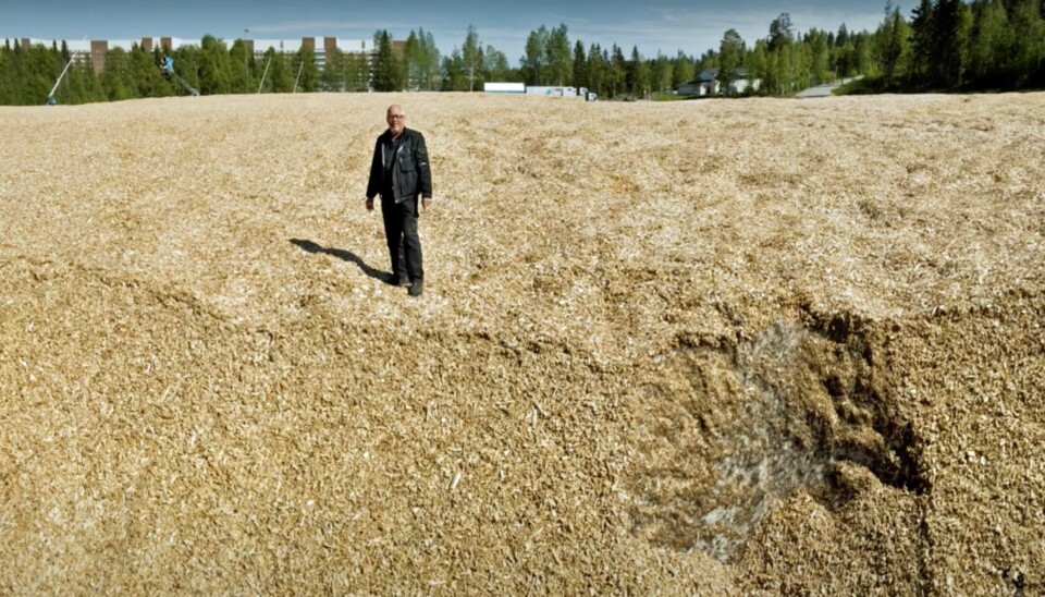 FLISDEKKE: Om sommeren er snøbassenget dekt med flis.