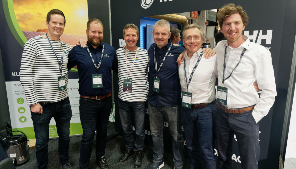 PARTNERE: De samarbeider om varme og kjøling og vil inn på det norske markedet – fra venstre Jakob Jamot (Dualsun), Jøran Krogsrud (Klima Nor), Marcus Kanewoff (Dualsun), Roy Lien (Klima Nor), Hannes Jakob (M-Tec) og Bernhard Mayer (M-Tec)