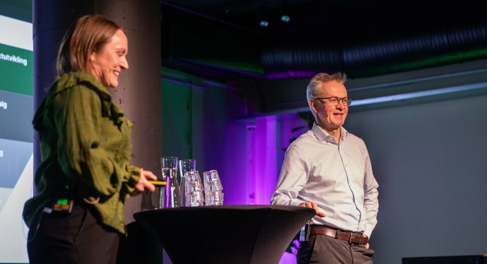 SYSTEMATISK: Det viktige er å systematisere ombruksmateriellet og vite hva du har, oppsummerer Mads Mysen i GK; her sammen med Line Karlsen da de presenterte prosjektet på Grønn VVS-seminar.